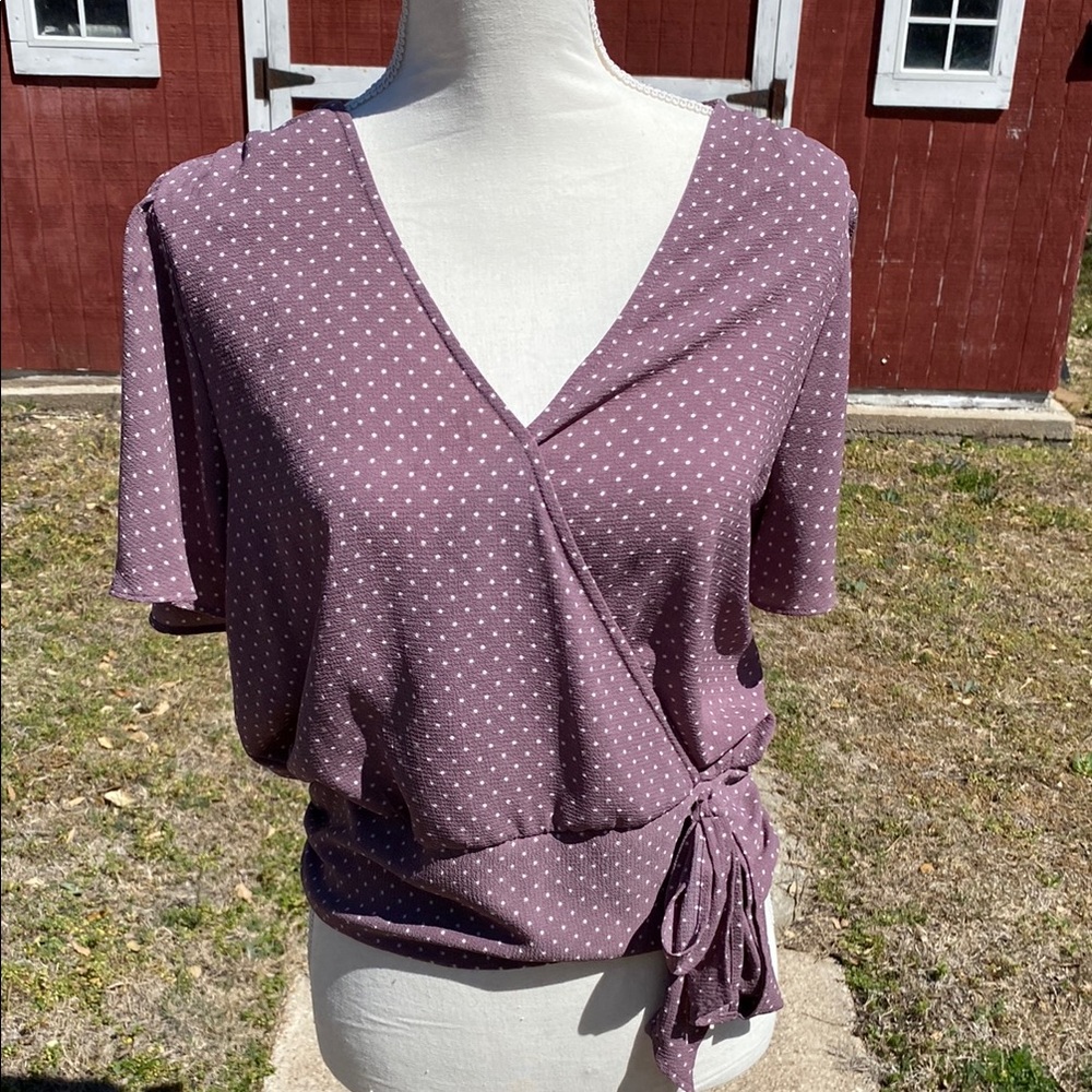4/$20 Polka Dot Wrap Style Blouse